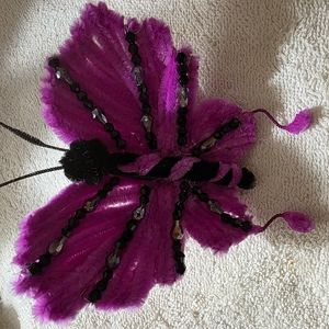 Purple and Black Beaded Butterfly Decor